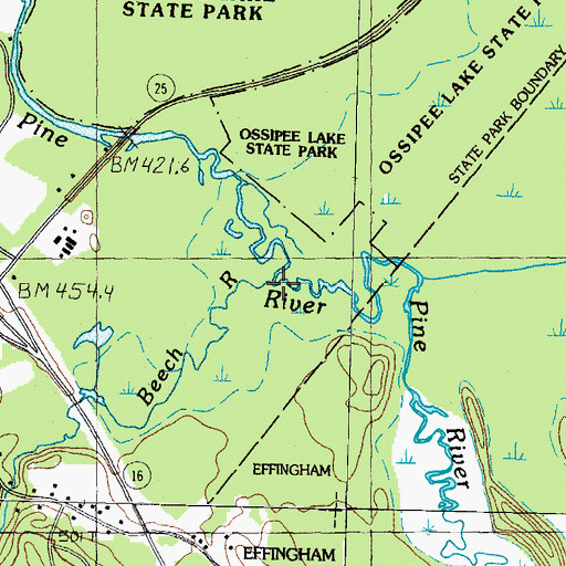Topographic Map of Beech River, NH