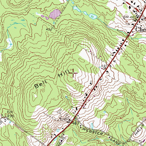 Topographic Map of Bell Hill, NH