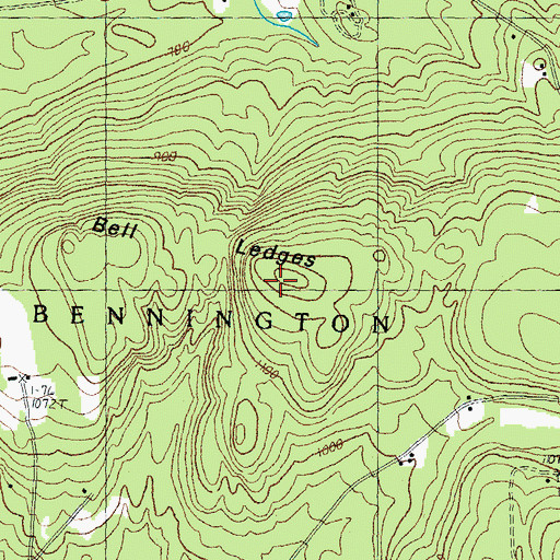 Topographic Map of Bell Ledges, NH