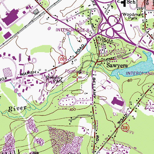 Topographic Map of Bellamy Park, NH