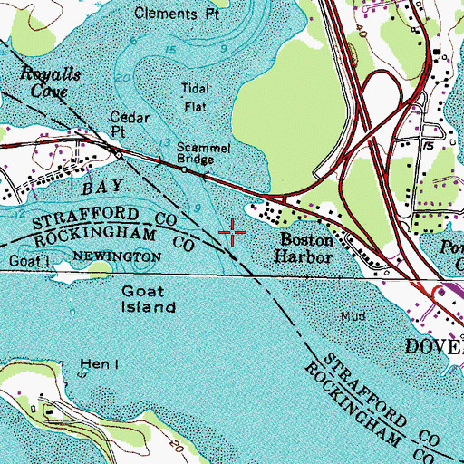 Topographic Map of Bellamy River, NH
