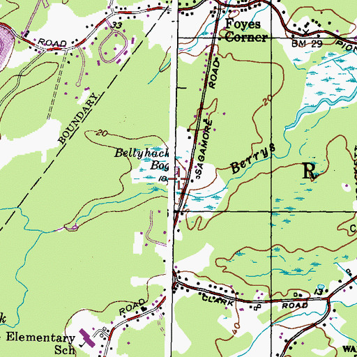 Topographic Map of Bellyhack Bog, NH