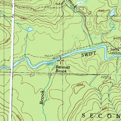 Topographic Map of Bennett Brook, NH