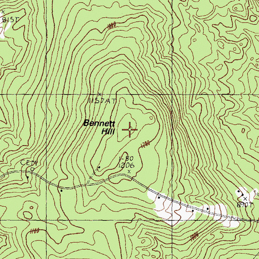 Topographic Map of Bennett Hill, NH