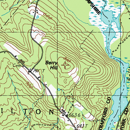 Topographic Map of Berry Hill, NH