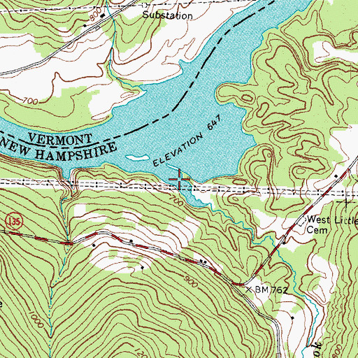 Topographic Map of Bill Little Brook, NH