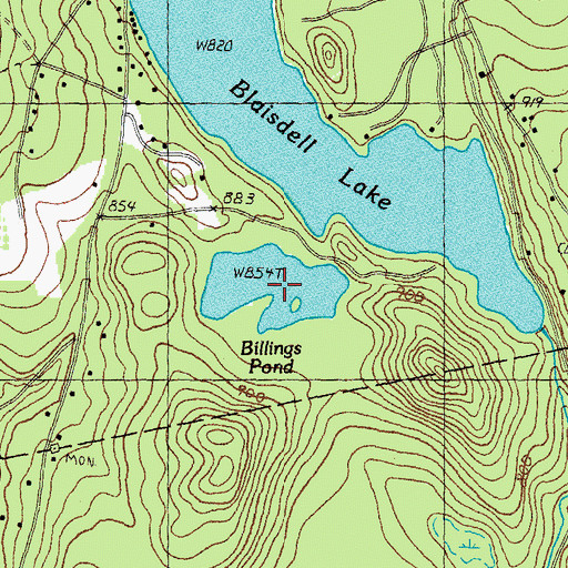 Topographic Map of Billings Pond, NH