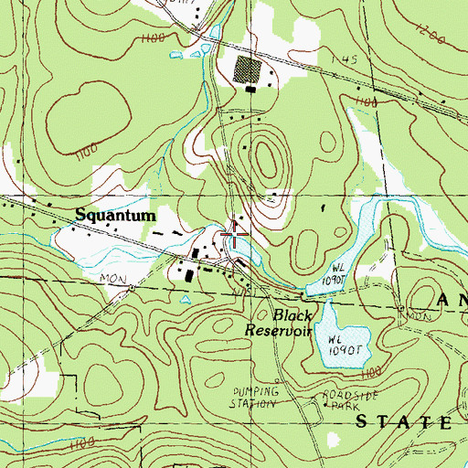 Topographic Map of Black Reservoir, NH
