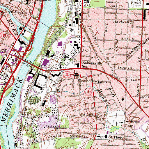 Topographic Map of Blessed Sacrament School, NH