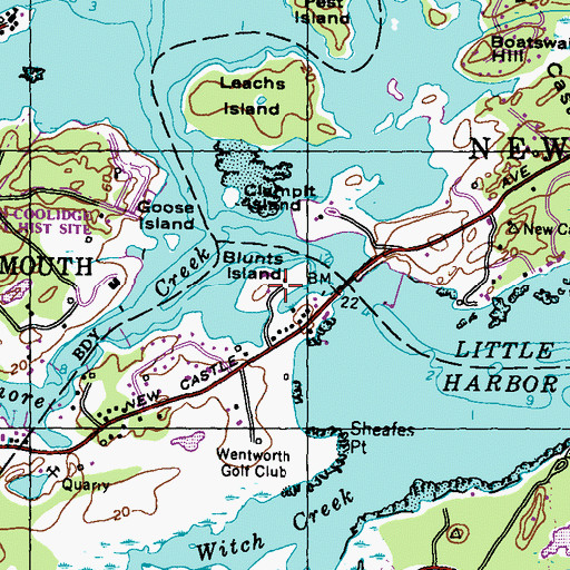 Topographic Map of Blunts Island, NH