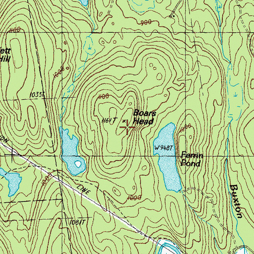 Topographic Map of Boars Head, NH