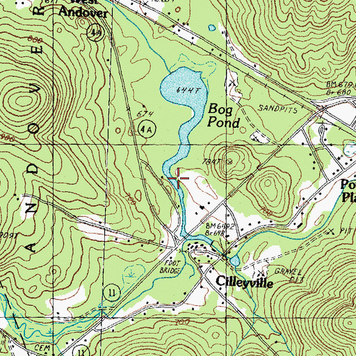 Topographic Map of Bog Pond, NH