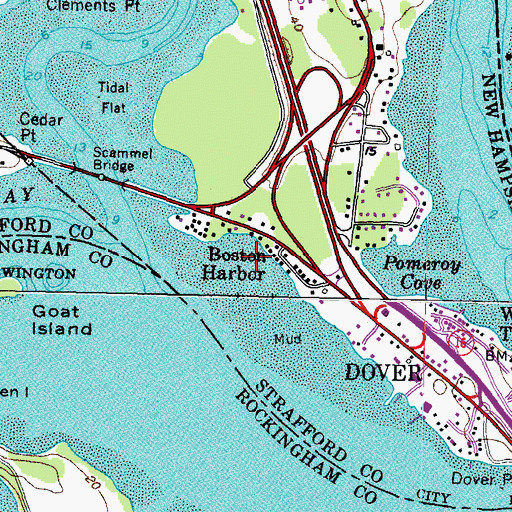 Topographic Map of Boston Harbor, NH