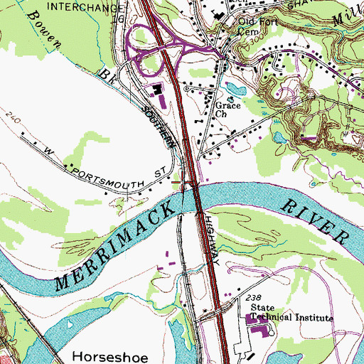 Topographic Map of Bowen Brook, NH