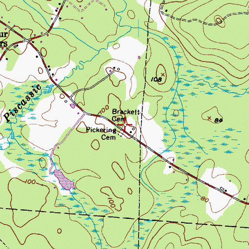 Topographic Map of Brackett Cemetery, NH