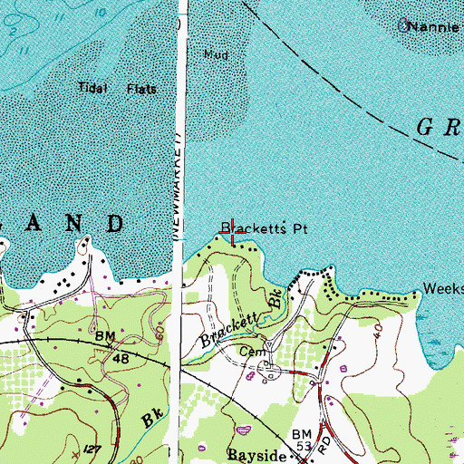 Topographic Map of Bracketts Point, NH
