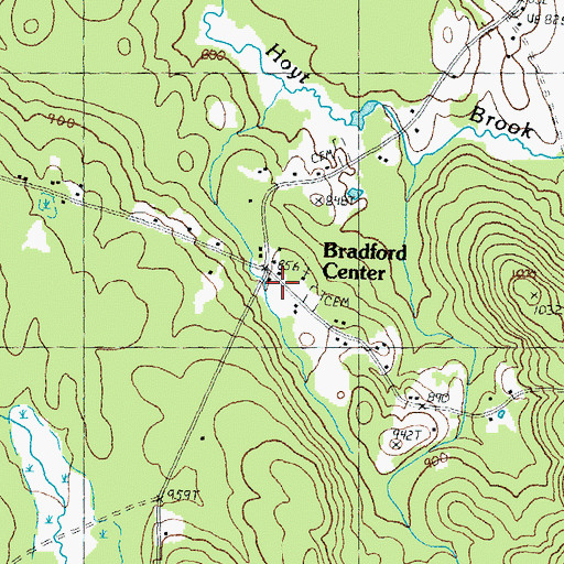 Topographic Map of Bradford Center, NH