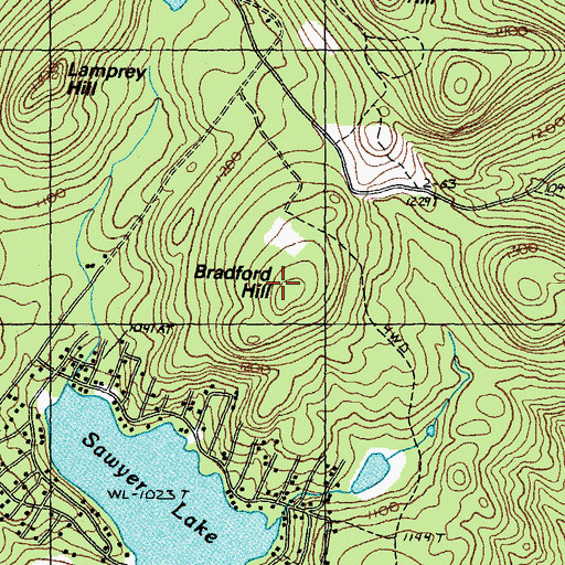 Topographic Map of Bradford Hill, NH