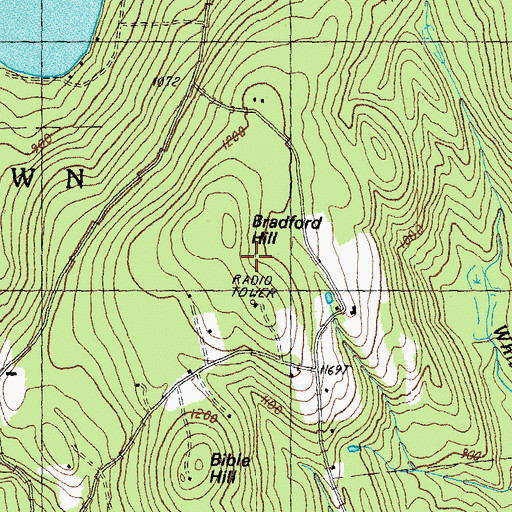 Topographic Map of Bradford Hill, NH