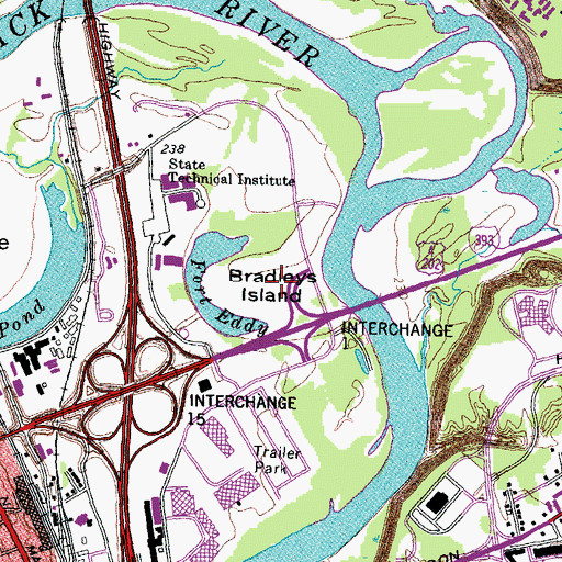 Topographic Map of Bradleys Island, NH