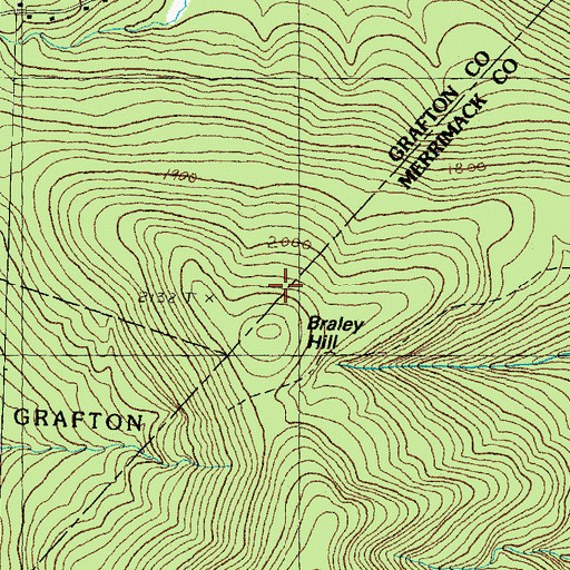 Topographic Map of Braley Hill, NH
