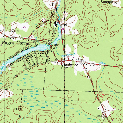 Topographic Map of Brentwood Cemetery, NH