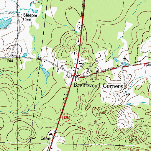 Topographic Map of Brentwood Corners, NH