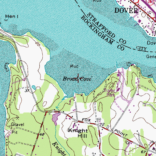 Topographic Map of Broad Cove, NH