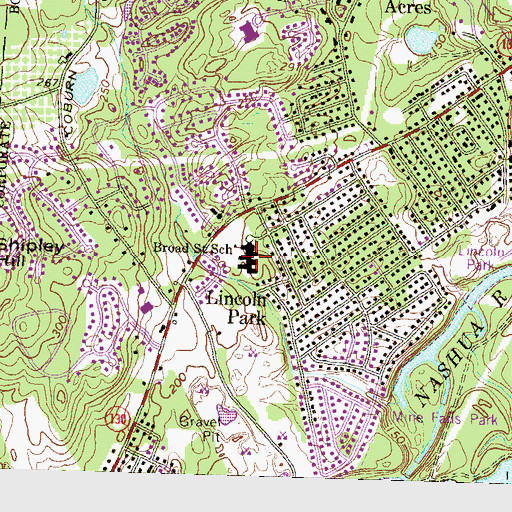 Topographic Map of Broad Street Elementary School, NH