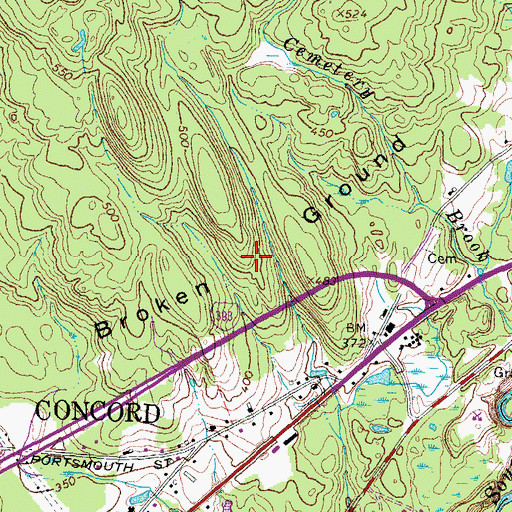 Topographic Map of Broken Ground, NH
