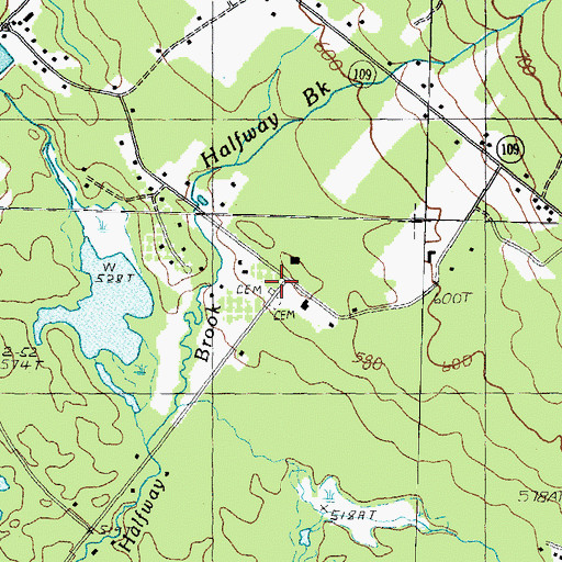Topographic Map of Brown Cemetery, NH