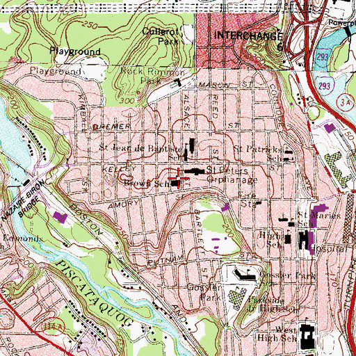 Topographic Map of Brown School, NH