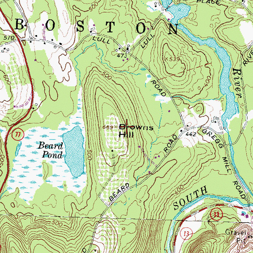 Topographic Map of Browns Hill, NH