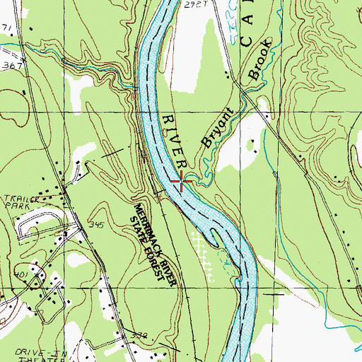 Topographic Map of Bryant Brook, NH