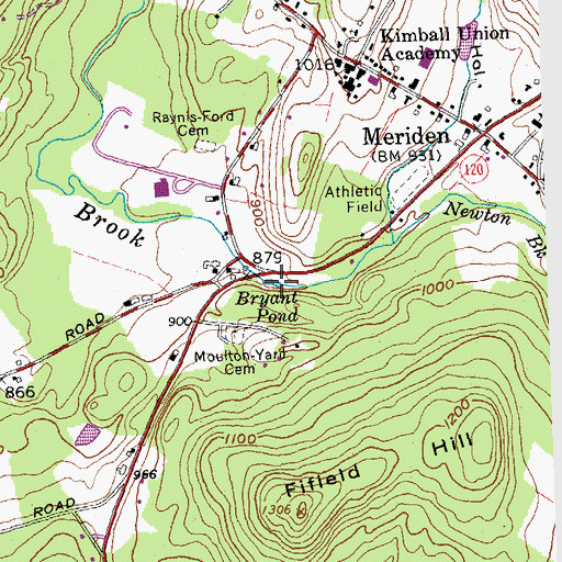 Topographic Map of Bryant Pond, NH