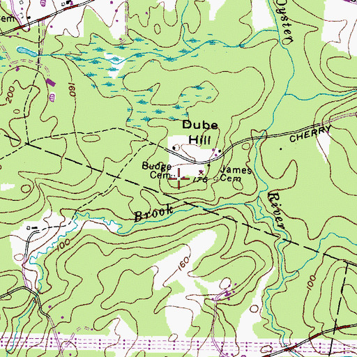 Topographic Map of Budge Cemetery, NH