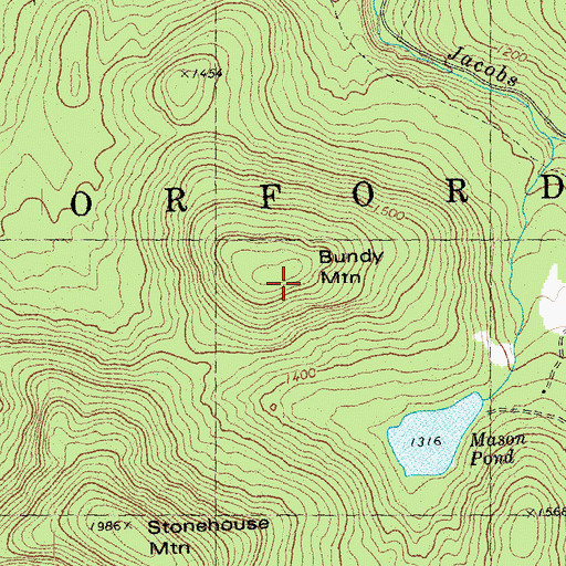 Topographic Map of Bundy Mountain, NH