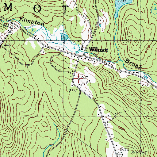 Topographic Map of Bunker Hill Cemetery, NH