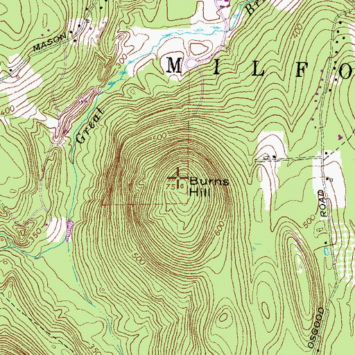 Topographic Map of Burns Hill, NH