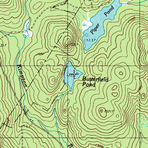 Topographic Map of Butterfield Pond, NH