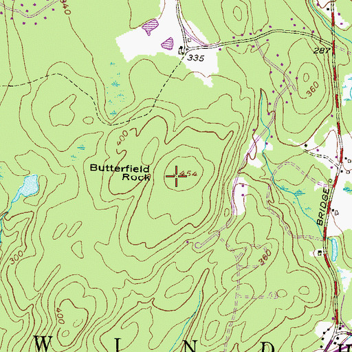 Topographic Map of Butterfield Rock, NH