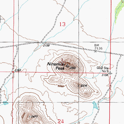 Topographic Map of Ninemile Peak, AZ