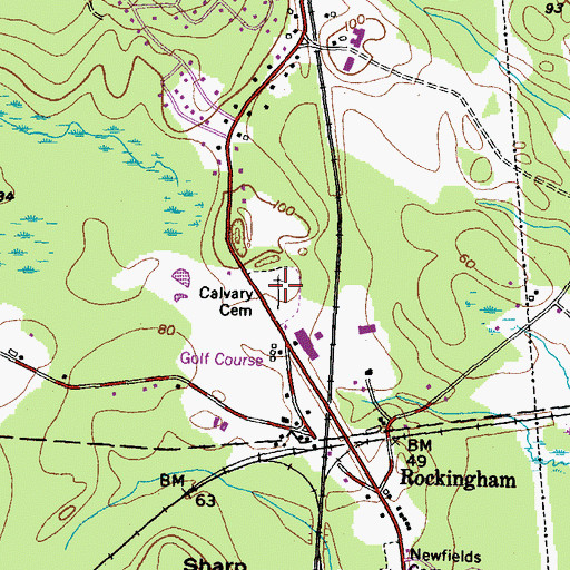 Topographic Map of Calvary Cemetery, NH