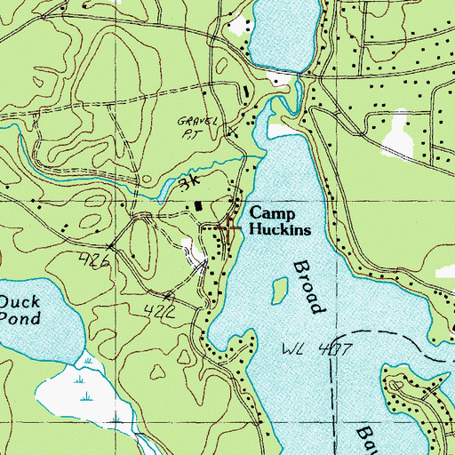 Topographic Map of Camp Huckins, NH