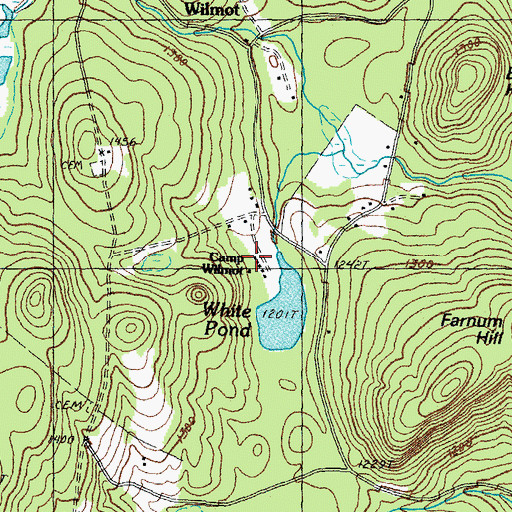 Topographic Map of Camp Wilmot, NH