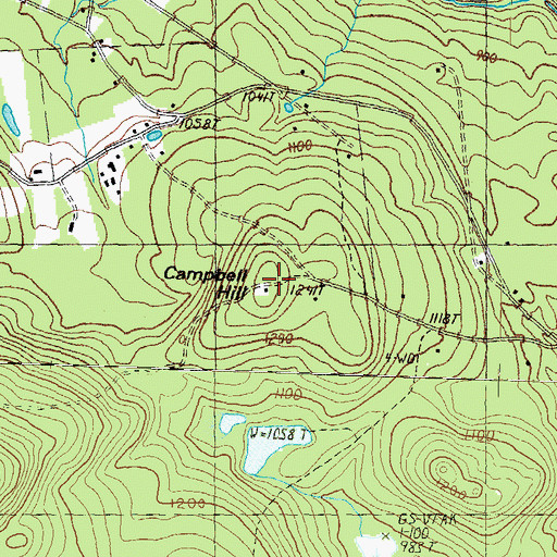 Topographic Map of Campbell Hill, NH