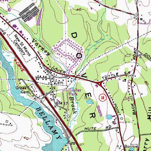 Topographic Map of Canney Brook, NH