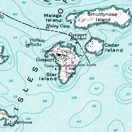 Topographic Map of Captain John Smith Monument, NH