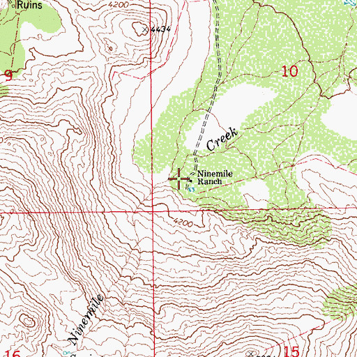 Topographic Map of Ninemile Ranch, AZ