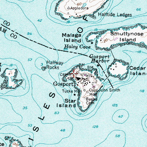 Topographic Map of Caswell Cemetery, NH